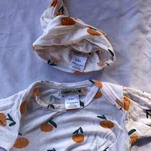 Spearmint Love Knotted Gown + Hat Oranges 0-3mo